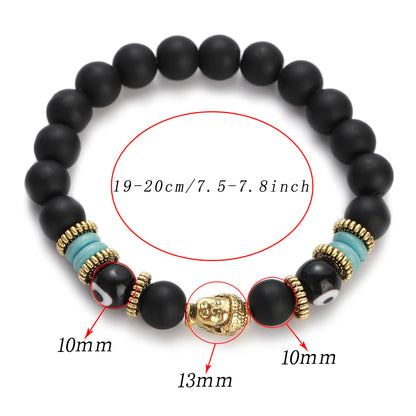 Pulsera de Buda y ojo turco de 10 mm