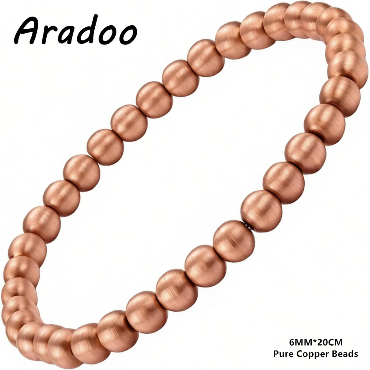 Pulseira de contas de cobre puro ARADOO para mulheres e homens, presentes de joias