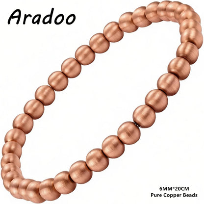 Pulseira de contas de cobre puro ARADOO para mulheres e homens, presentes de joias