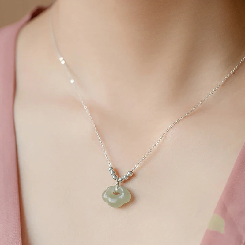 Colares de prata esterlina 925 para mulheres, com pingente de jade, cor dourada, corrente ajustável, joias de luxo, presente romântico.