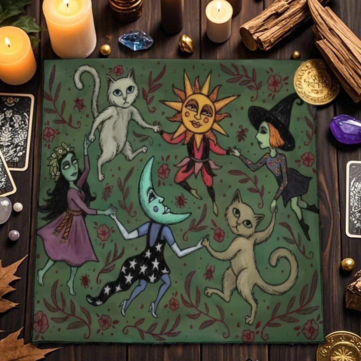 Mantel Gato Lunar · Tarot y Altar