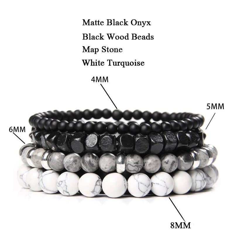 Conjunto de pulseras de cuentas y cuero