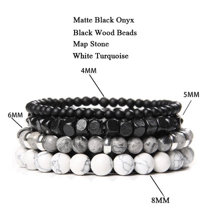 Conjunto de pulseras de cuentas y cuero