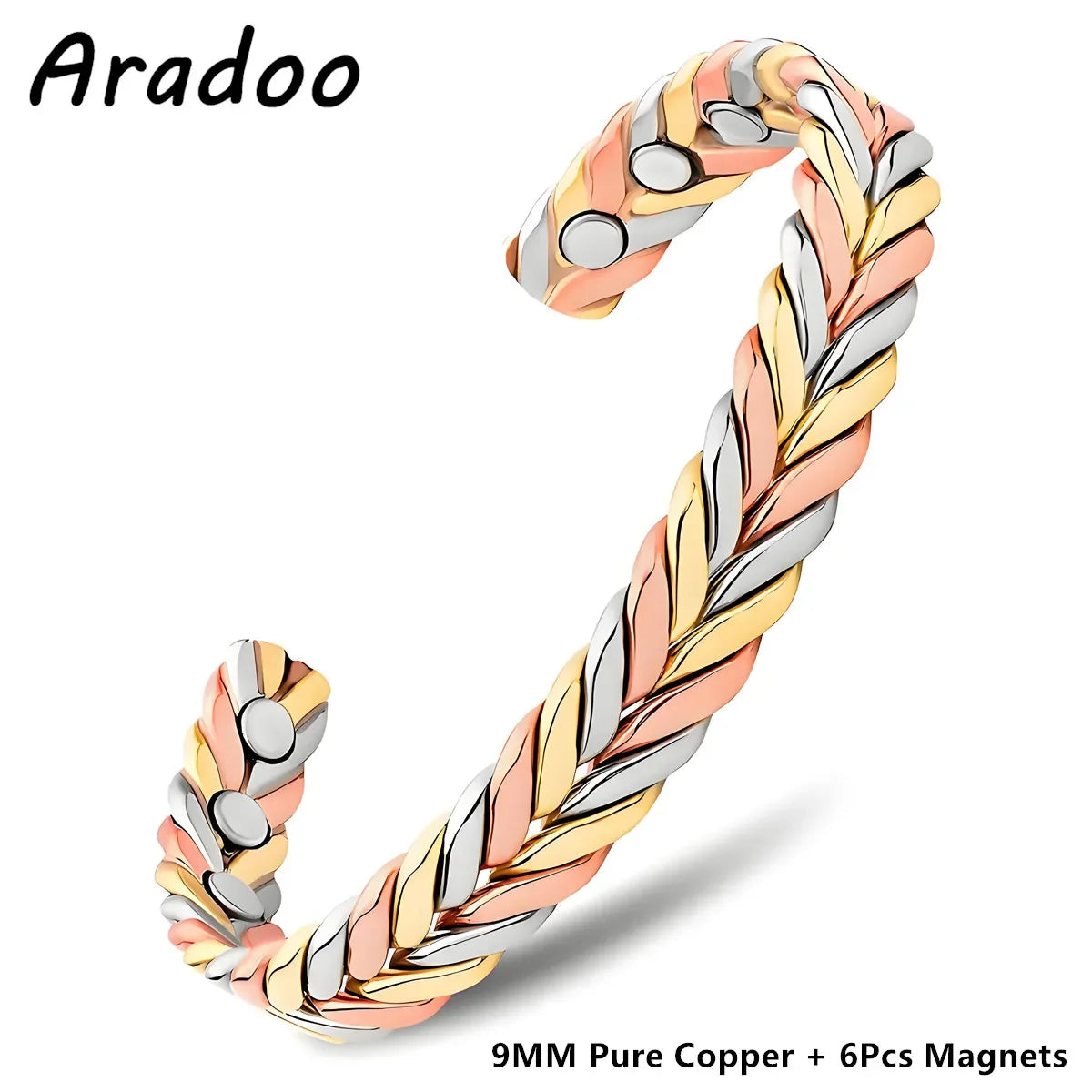 ARADOO-Pulseira Ajustável De Cobre Para Mulheres, 99,9% De Cobre Puro, Pulseira De Punho, Presentes De Jóias