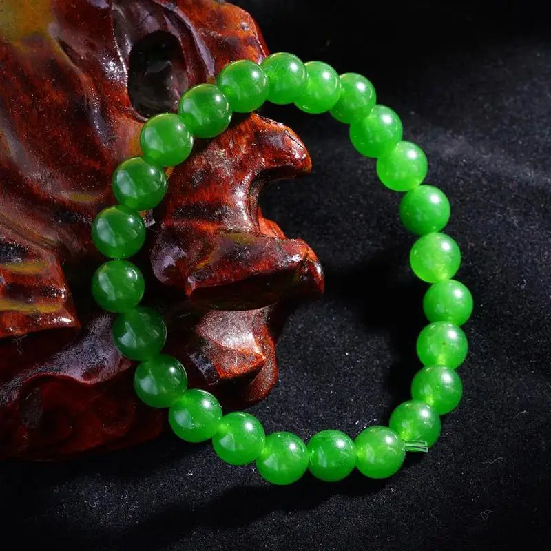 Pulseira de Contas de Pedra Verde Olho de Gato 8mm, Amuleto da Sorte para Mulheres, Joia de Proteção e Riqueza, Presente