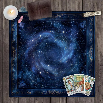 Mantel Galaxia: Universo Azul. Diseño y acabado de la pieza mostrada.