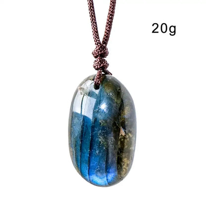 Colar de Labradorita Natural em Forma de Gota, Pingentes de Pedra de Labradorita, Pedra Bruta Polida, Pingente de Labradorita Natural