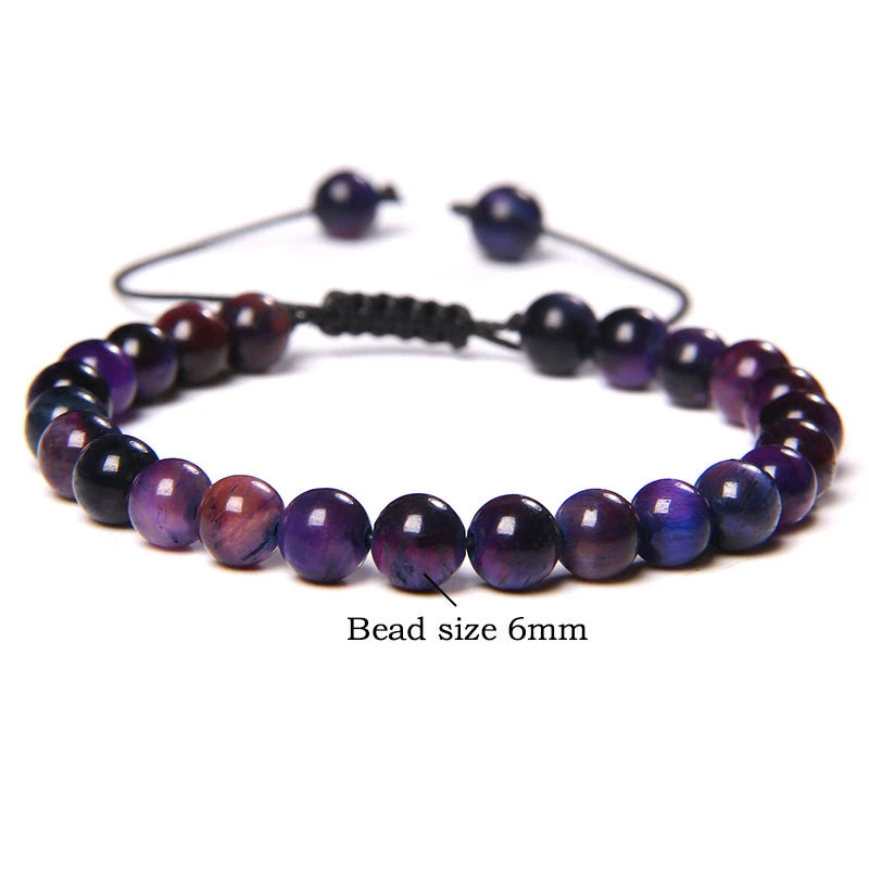 Pulsera trenzada de ojo de tigre azul