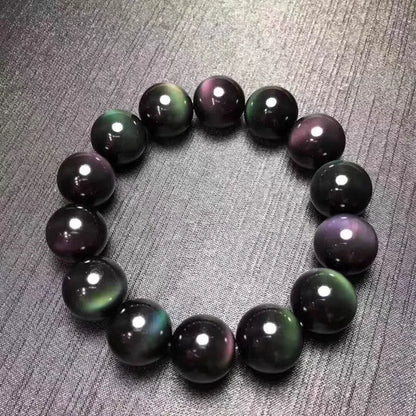 Pulseira Obsidiana Preta Natural para Homens e Mulheres, Pulseira Stretch Rainbow, Pedra Natural, Grânulo Retangular, Jóias Leve, 16mm, AAAAAA