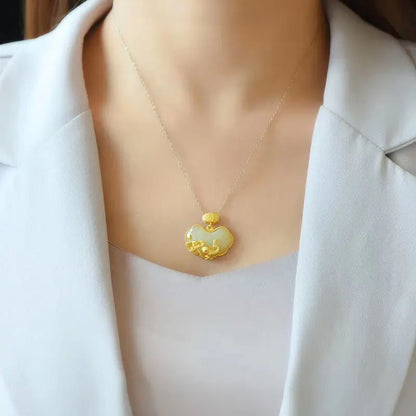 Pingente de Jade Hetian com Peixe Koi da Sorte Chinês, Colar Retro em Prata Esterlina S925 para Mulheres, Boa Sorte, Riqueza, Bênção e Fortuna