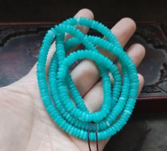 Colar Mala de 108 Contas Redondas Azul Turquesa Brilhante, Contas de Oração Budista com Pedra Preciosa Ciano para Meditação
