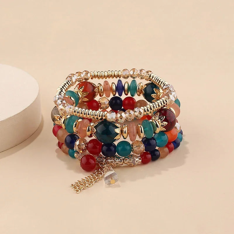 Set Mosaico · Cuatro Pulseras de Vidrio