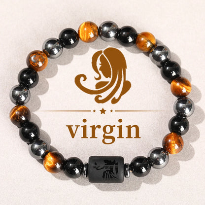 Jd signo do zodíaco pulseira homme 12 constelação pedra natural pulseiras gemini virgem leo libra pulseira feminino masculino amizade presente