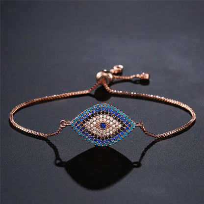 Mafisar 2026 Pulseira Olho Grego Turca Dourada da Moda Ajustável com Zircônias AAA Cravejadas Joia Feminina para Festas e Presentes