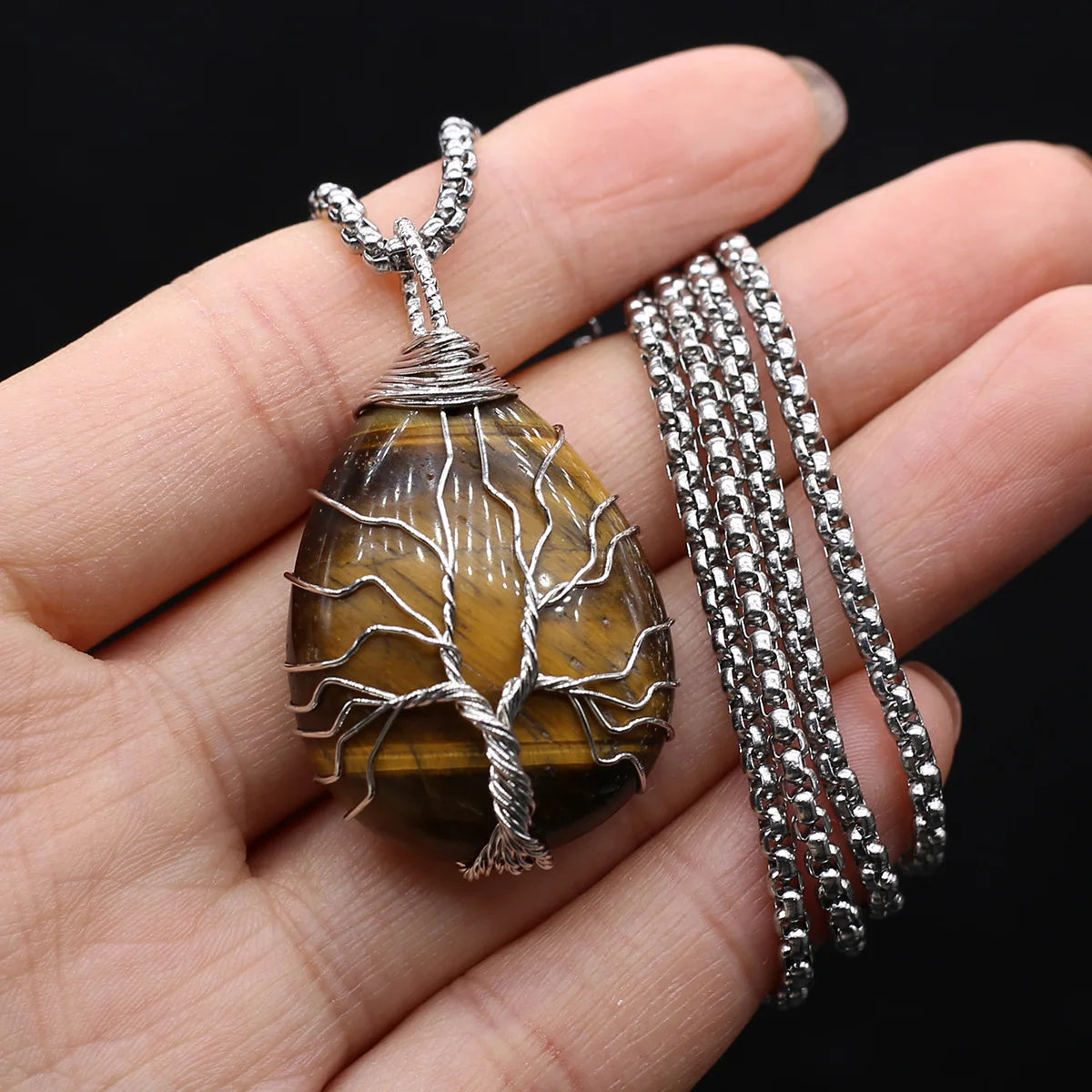 Collar Árbol de la Vida de piedra en gota