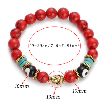 Pulsera de Buda y ojo turco de 10 mm