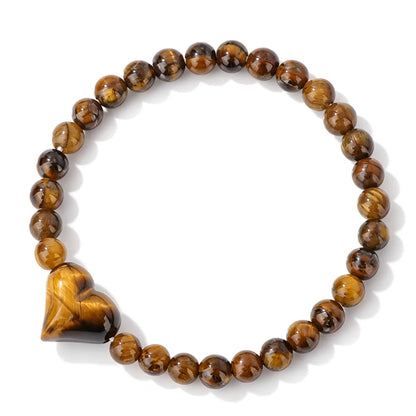 Pulseira de Contas de Ametista Natural de 6mm com Contas de Quartzo Rosa em Formato de Coração, Pulseira da Moda para Mulheres, Joia de Energia Curativa, Presente