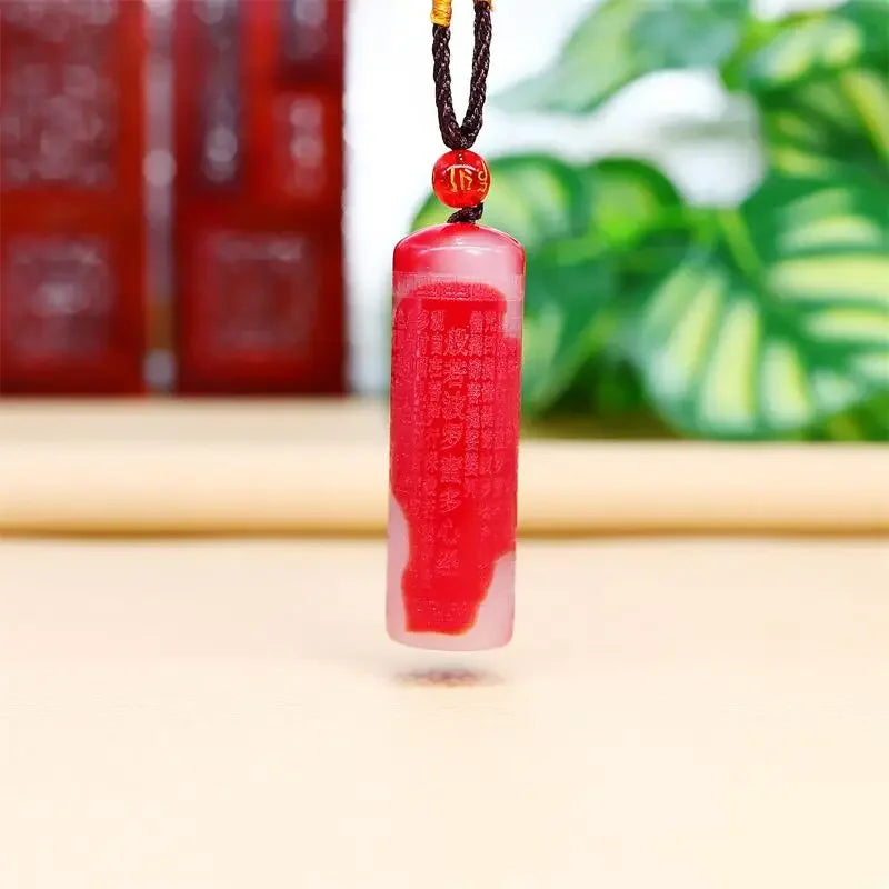Jade coração sutra pingente esculpido moda amuleto budismo presentes femininos jadeite jóias natural pedra preciosa charme colar chinês