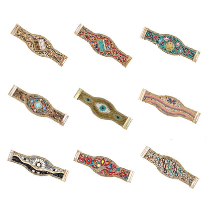 Pulsera bohemia ancha con ojo turco