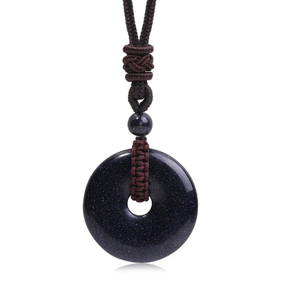 Pedra natural ametista olho de tigre colar pingente moda masculina e feminina colar paz nó chinês colar presente