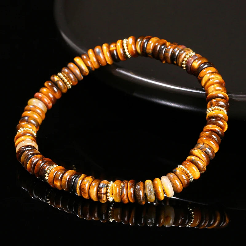 Jd pedra natural verde aventurina rosa quartzo espaçador plano contas pulseira mulheres homens bohe pulseiras elásticas cura presente da amizade