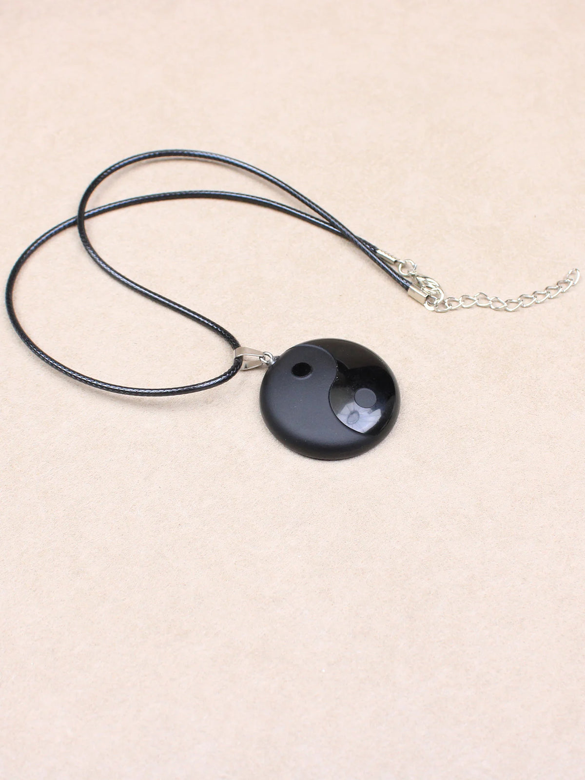 Colar com Pingente de Cristal Obsidiana Negra Tai Chi Ba Gua para Casais, Design Simples, Acessório de Joalheria Unissex em F...