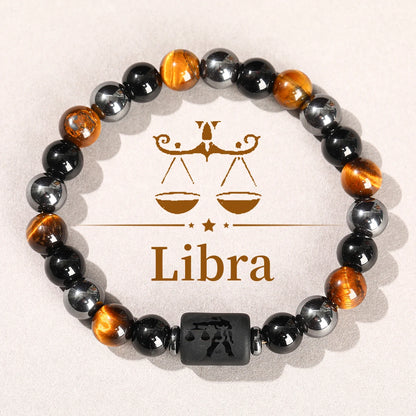 Jd signo do zodíaco pulseira homme 12 constelação pedra natural pulseiras gemini virgem leo libra pulseira feminino masculino amizade presente