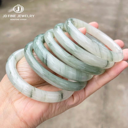 Pulseira de Jade Natural Tianshan com Faixa Larga, Bracelete de Pedra Verde e Branca para Mulheres, Joia de Cristal Curativa, Presente, Pulseiras e Braceletes