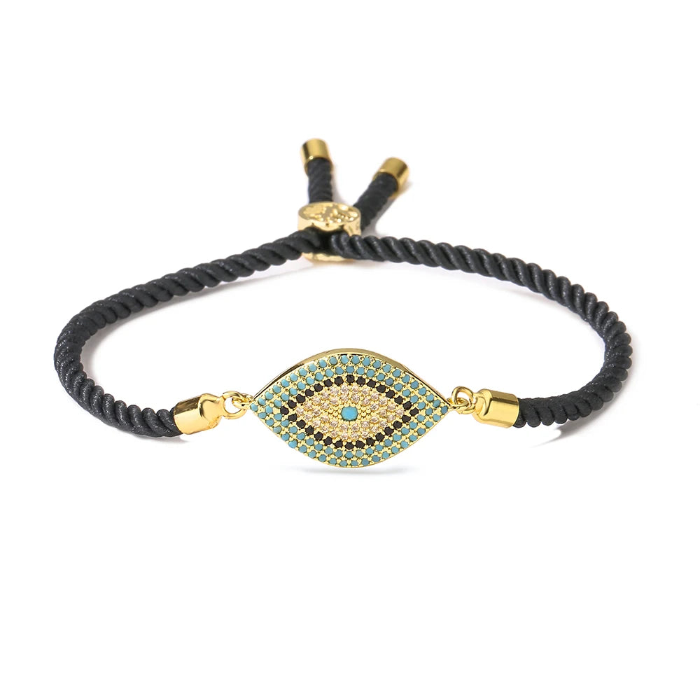 Mafisar 2026 Pulseira Olho Grego Turca Dourada da Moda Ajustável com Zircônias AAA Cravejadas Joia Feminina para Festas e Presentes