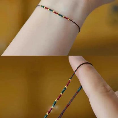 Pulseira Ajustável de Corda Trançada com Bandeira de Oração Tibetana de Cinco Cores, Estilo Étnico, Amuleto da Sorte, Unissex, Presente para Festivais, Joia