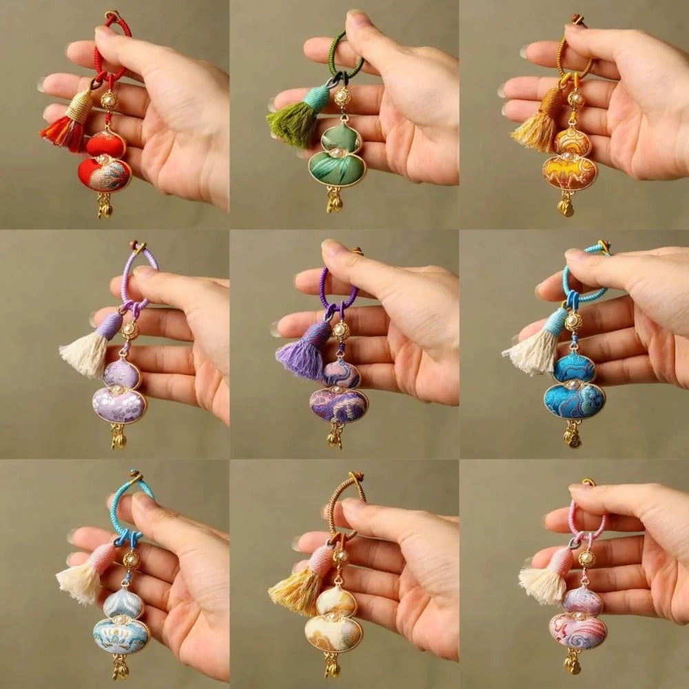 Pingente de cabaça brocado feito à mão bênção estilo chinês tecido borla saco pingente tradicional boa sorte pendurado ornamentos presentes