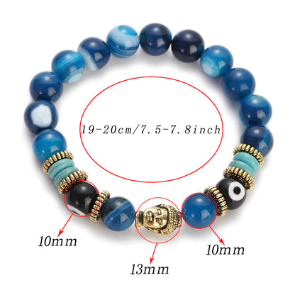 Pulsera de Buda y ojo turco de 10 mm