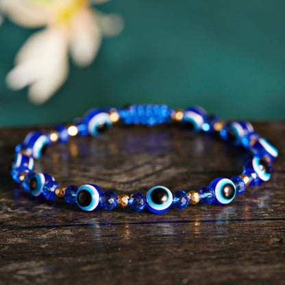 Pulsera trenzada de cristal con ojo turco