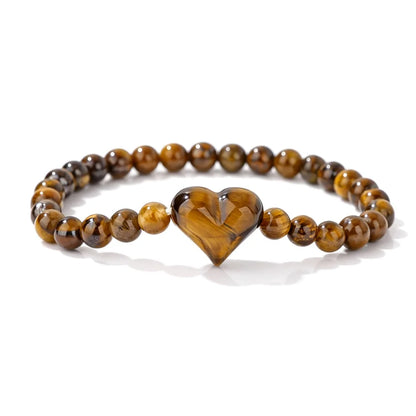 Pulseira de Contas de Ametista Natural de 6mm com Contas de Quartzo Rosa em Formato de Coração, Pulseira da Moda para Mulheres, Joia de Energia Curativa, Presente