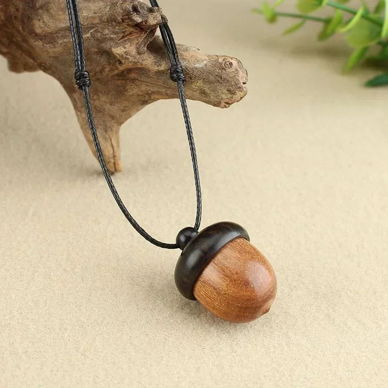 Novo criativo colar pinha retro ébano bolota pingente caixa arte design colar pingente rotativo desejando garrafa acessório