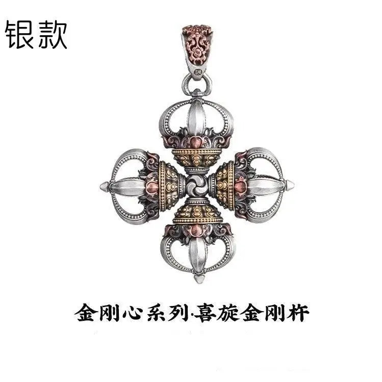 Cruz feliz vajra pingente karma pilão acessório original colar tibetano pingente alça de cobre peça