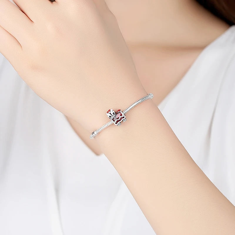 Pingentes de Prata Esterlina 925 Gato da Sorte Ano Novo Chinês Contas para Pulseiras e Colares Femininos Joias