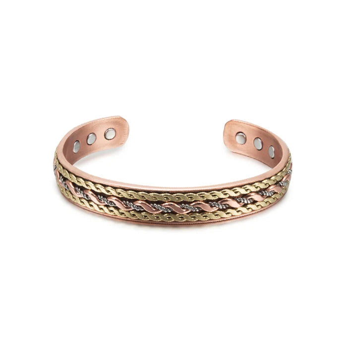 Vinterly pulseiras de cobre puro magnético ajustável trançado manguito 12mm pulseiras de metal macio redimensionável jóias de saúde das mulheres dos homens