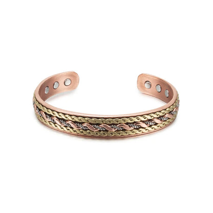 Vinterly pulseiras de cobre puro magnético ajustável trançado manguito 12mm pulseiras de metal macio redimensionável jóias de saúde das mulheres dos homens