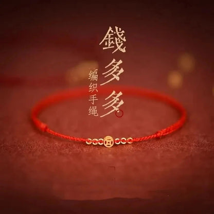Pulseira Lucky Bead de Cobre trançado à mão, corda vermelha, fivela simples, original étnico, acessório feminino, casal