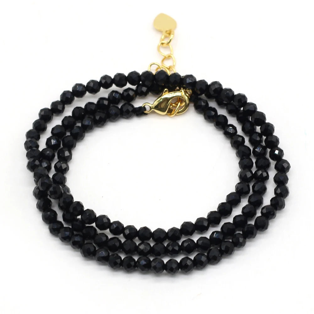 Gema Micro Facetada Colar Curto para Mulheres, Joias Finas, Contas Espinélio 1 Corda, Pulseira Feminina, Gargantilha de Festa