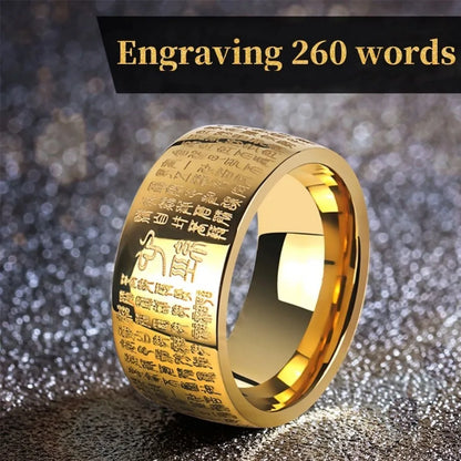 Anel masculino feng budismo shui, anel de polegar, aço inoxidável, buda, coração budista, sutra, runas, anéis para homens e mulheres, presente de luxo