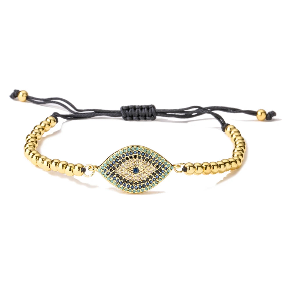 Mafisar 2026 Pulseira Olho Grego Turca Dourada da Moda Ajustável com Zircônias AAA Cravejadas Joia Feminina para Festas e Presentes