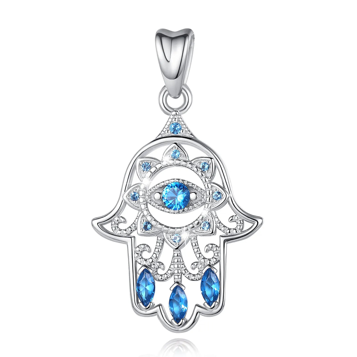 Colgante Hamsa con cristal azul