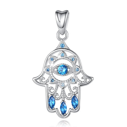 Colgante Hamsa con cristal azul