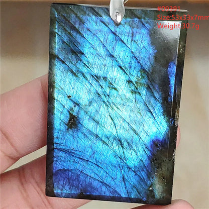 Colar de Pingente de Labradorita Azul Natural em Formato de Gota com Brilho para Mulheres e Homens AAAAAA
