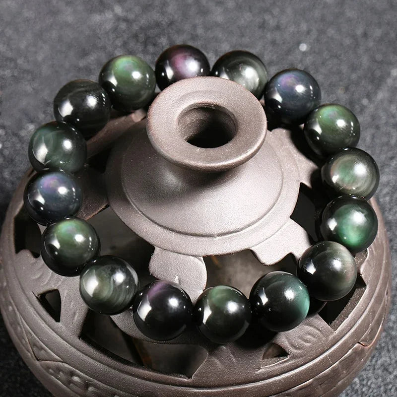 Pulsera budista de obsidiana arcoíris