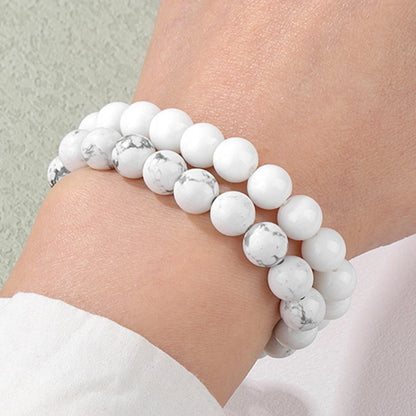 Conjunto de 2 pulseras de piedra de 8 mm