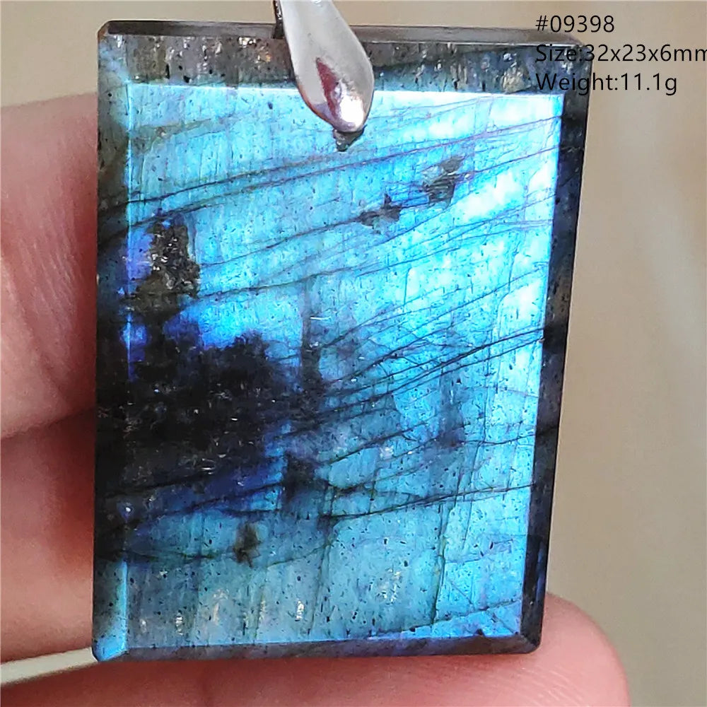 Colar de Pingente de Labradorita Azul Natural em Formato de Gota com Brilho para Mulheres e Homens AAAAAA