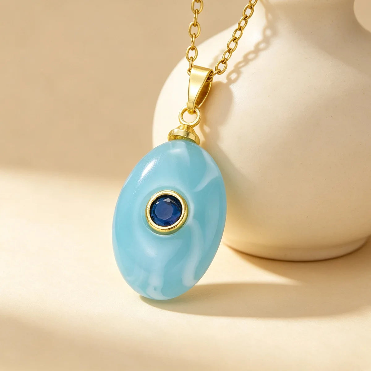 1 unidade de colar gargantilha redondo com pingente de strass colorido e efeito de pedra de imitação oval em resina, estilo Ins, com zircônia, joia.